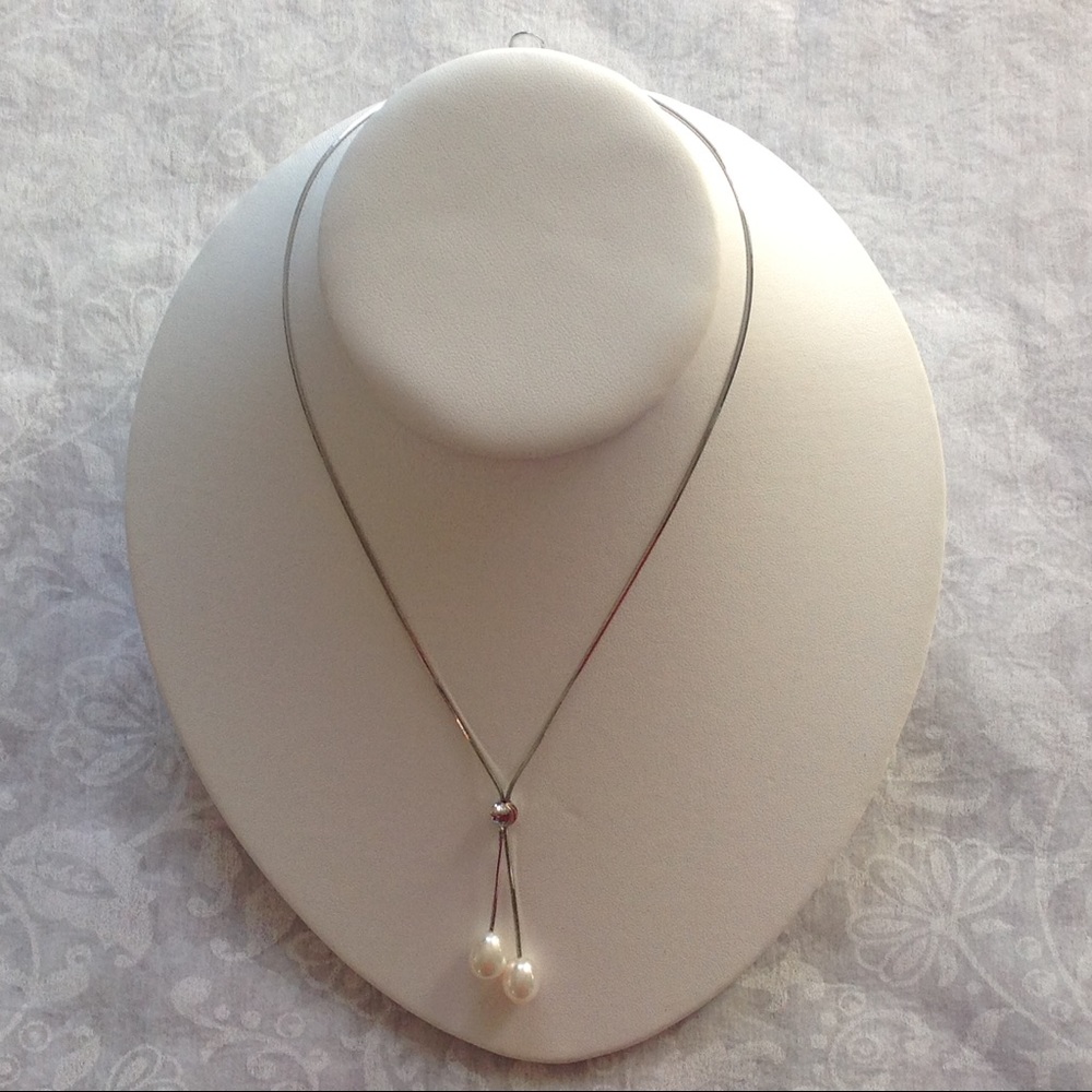 Sterling Silver 2 Pearl Necklace
